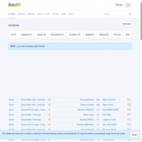 Скриншот главной страницы сайта betsapi.com