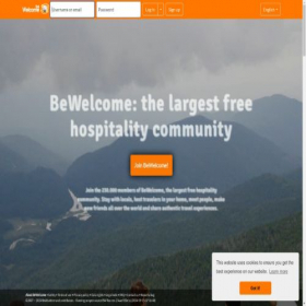 Скриншот главной страницы сайта bewelcome.org