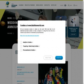 Скриншот главной страницы сайта biathlonworld.com