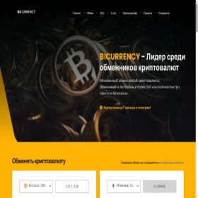 Скриншот главной страницы сайта bicurrency.com