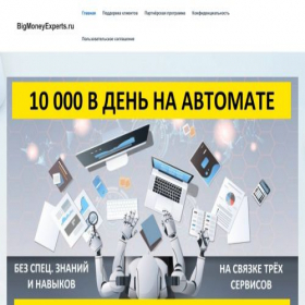 Скриншот главной страницы сайта bigmoneyexperts.ru