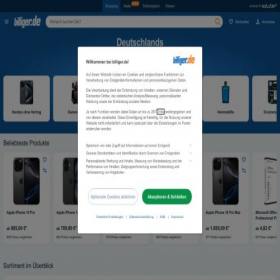 Скриншот главной страницы сайта billiger.de