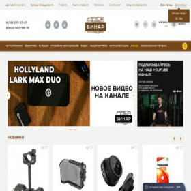 Скриншот главной страницы сайта binar-shop.ru