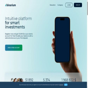 Скриншот главной страницы сайта binarium.market