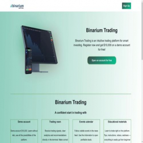 Скриншот главной страницы сайта binarium.win