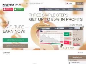 Скриншот главной страницы сайта binary.nordfx.com