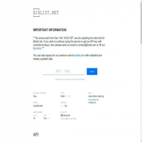 Скриншот главной страницы сайта binlist.net