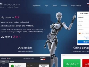 Скриншот главной страницы сайта binrobot-lady.com