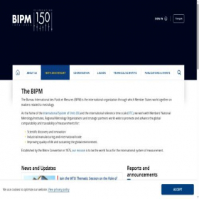 Скриншот главной страницы сайта bipm.org