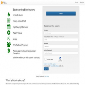 Скриншот главной страницы сайта bitcoinsfor.me