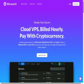Скриншот главной страницы сайта bitlaunch.io