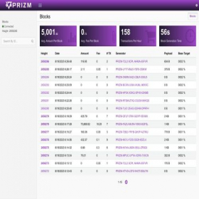 Скриншот главной страницы сайта blockchain.prizm.space