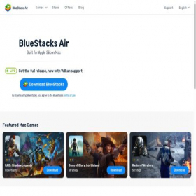 Скриншот главной страницы сайта bluestacks.com