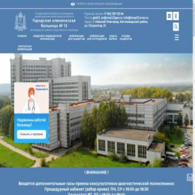 Скриншот главной страницы сайта bolnica13nn.ru