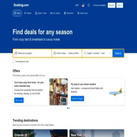 Скриншот главной страницы сайта booking.com