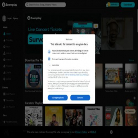 Скриншот главной страницы сайта boomplay.com