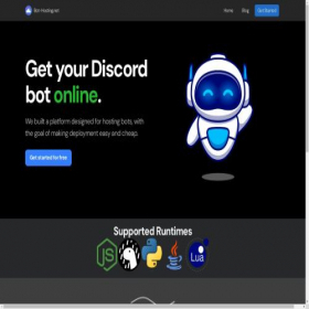 Скриншот главной страницы сайта bot-hosting.net