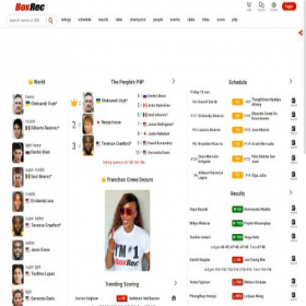 Скриншот главной страницы сайта boxrec.com