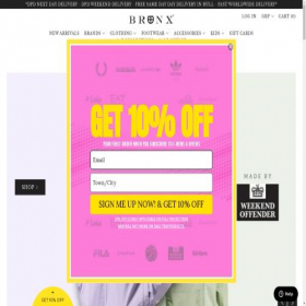 Скриншот главной страницы сайта bronxclothing.co.uk