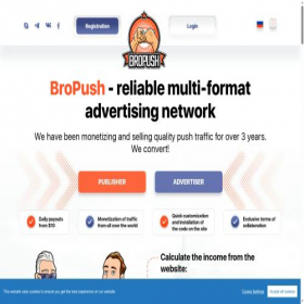 Скриншот главной страницы сайта bropush.com