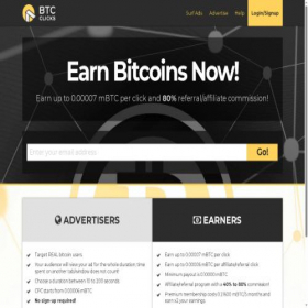 Скриншот главной страницы сайта btcclicks.com