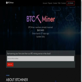 Скриншот главной страницы сайта btcminer.bio