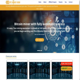 Скриншот главной страницы сайта btcminerfarm.com