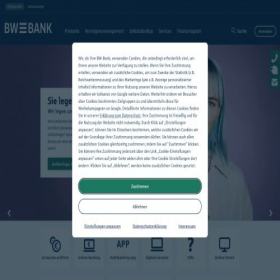 Скриншот главной страницы сайта bw-bank.de