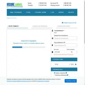 Скриншот главной страницы сайта calc.insure.travel
