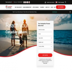 Скриншот главной страницы сайта canadianvisa.org