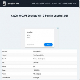 Скриншот главной страницы сайта capcutmodapk.id