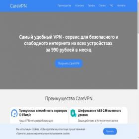 Скриншот главной страницы сайта carevpn.ru