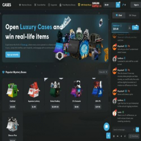Скриншот главной страницы сайта cases.gg