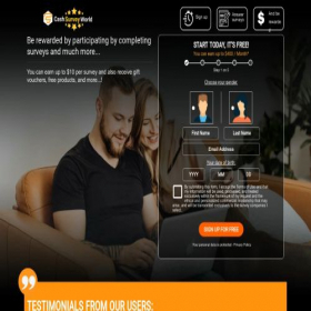 Скриншот главной страницы сайта cashsurveyworld.com