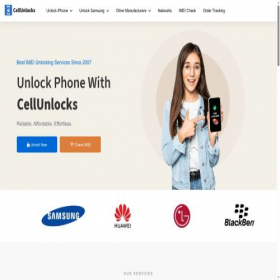 Скриншот главной страницы сайта cellunlocks.com