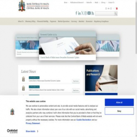 Скриншот главной страницы сайта centralbankmalta.org