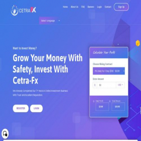 Скриншот главной страницы сайта cetra-fx.com