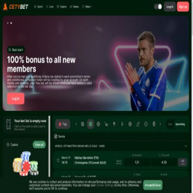 Скриншот главной страницы сайта cetybet.com