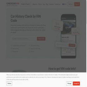 Скриншот главной страницы сайта checkcar.vin
