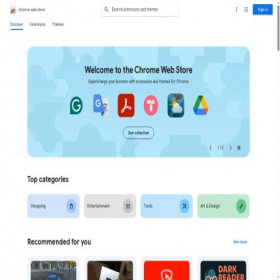 Скриншот главной страницы сайта chromewebstore.google.com