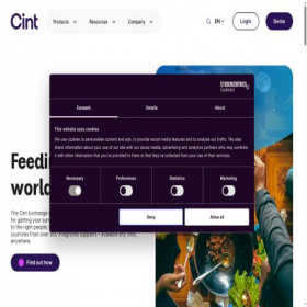 Скриншот главной страницы сайта cint.com
