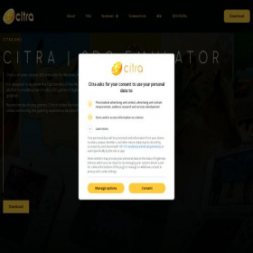 Скриншот главной страницы сайта citra-emulator.com
