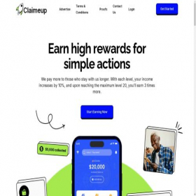 Скриншот главной страницы сайта claimeup.com