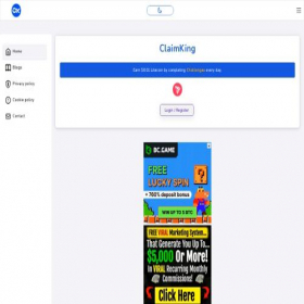 Скриншот главной страницы сайта claimking.top