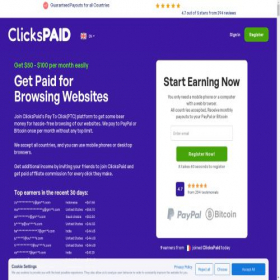 Скриншот главной страницы сайта clickspaid.com
