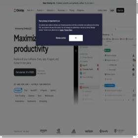 Скриншот главной страницы сайта clickup.com