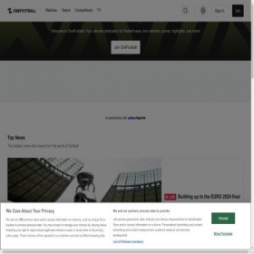 Скриншот главной страницы сайта club.onefootball.com