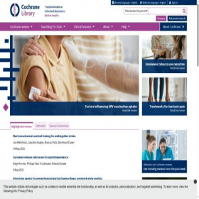 Скриншот главной страницы сайта cochranelibrary.com