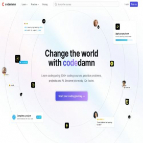 Скриншот главной страницы сайта codedamn.com