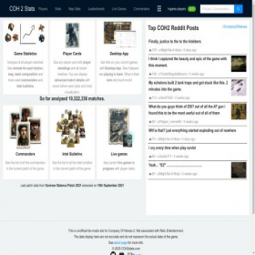 Скриншот главной страницы сайта coh2stats.com